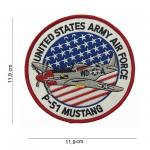 Nášivka textilná 101 Inc US Army Airforce P-51 Mustang veľká - farebná