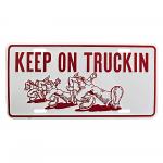 Ceduľa plechová Licencia Keep On Truckin - biela-červená