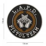 Gumová nášivka 101 Inc. znak LAPD Pistol Team - čierna-biela