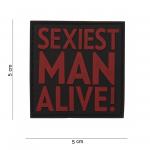 Gumová nášivka 101 Inc nápis Sexiest Man Alive - čierna