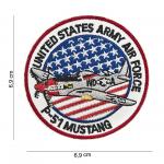Nášivka textilná 101 Inc US Army Airforce P-51 Mustang malá - farebná