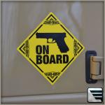 Samolepka na sklo GUN ON BOARD - žltá