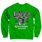 Mikina Gas Monkey Garage Custom Motors Skull - zelená