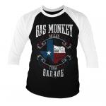 Triko 3/4 Gas Monkey Garage Texas Flag Baseball - černé-bílé