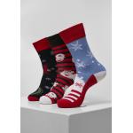 Ponožky Urban Classics Santa Ho Christmas 3 páry (černé, červené, modré)