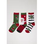 Ponožky Urban Classics Stripe Santa Christmas 3 páry (zelené, červené, bílé)