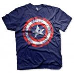 Tričko Captain America Distressed Shield - navy