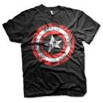 Tričko Captain America Distressed Shield - čierne