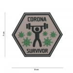 Gumová nášivka 101 Inc nápis Corona Survivor - coyote