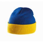 Dvojfarebná pletená čiapka K-Up 31 - modrá-žltá