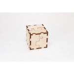 3D dřevěné puzzle EWA Cube 3D - hnědé