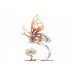 3D mechanické puzzle Ugears Motýľ s kvetinou 161 ks - hnedé