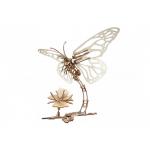 3D mechanické puzzle Ugears Motýľ s kvetinou 161 ks - hnedé