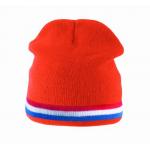 Čepice pletená K-Up Beanie Contrast - oranžová-červená-bílá