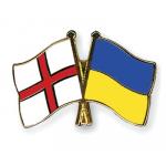 Odznak (pins) 22mm vlajka Anglie + Ukrajina - barevný