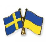 Odznak (pins) 22mm vlajka Švédsko + Ukrajina - farebný