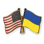 Odznak (pins) 22mm vlajka USA + Ukrajina - barevný