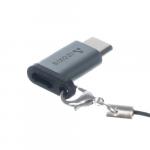 Adaptér Izoxis USB Micro USB 2.0 USB Type-C se šňůrkou - šedý
