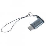 Adaptér Izoxis USB Micro USB 2.0 USB Type-C se šňůrkou - šedý