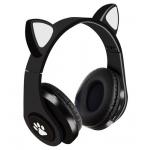 Bezdrátová sluchátka s kočičíma ušima B39M - černá
