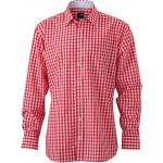 Košeľa kockovaná James & Nicholson 617   - červená-biela