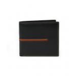 Pánska kožená peňaženka Arwel 3223A - čierna-oranžová