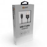 Kábel nabíjací Solight USB 2.0 A + USB-C 3.1 1m - strieborný