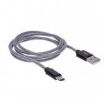 Kabel nabíjecí Solight USB 2.0 A + USB-C 3.1 1m - stříbrný