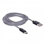 Kábel nabíjací Solight USB 2.0 A + USB-C 3.1 2m - strieborný