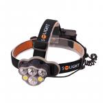 LED čelové nabíjacie svietidlo Solight 550lm, Li-Ion, USB - čierna-oranžová