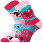 Ponožky dětské s elastanem Boma Horsik 2 páry - růžové