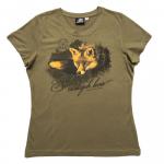 Tričko dámske poľovnícke Bad Badger Líška - olivové