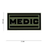 Gumová nášivka 101 Inc nápis Medic - olivová