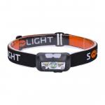 LED čelová svítilna Solight 150 + 100lm Li-ion USB - černá