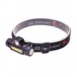 LED čelová nabíjecí svítilna Solight 3W + COB, 150 + 120lm - černá