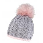 Zimná čiapka CoFEE Braid Knit - sivá-ružová