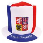 Klobúk s vlajkou Česká republika Slovakia so znakom - biely