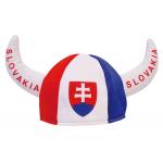 Klobouk s rohy a vlajkou Slovensko Slovakia s nápisem - barevný