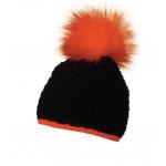 Zimná čiapka CoFEE Glow Fur - čierna-oranžová svietiaca