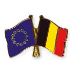 Odznak (pins) 22mm vlajka EÚ + Belgicko - farebný