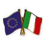 Odznak (pins) 22mm vlajka EÚ + Taliansko - farebný