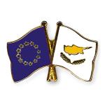 Odznak (pins) 22mm vlajka EÚ + Cyprus - farebný