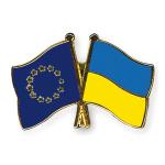 Odznak (pins) 22mm vlajka EÚ + Ukrajina - farebný