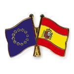 Odznak (pins) 22mm vlajka EÚ + Španielsko - farebný