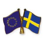 Odznak (pins) 22mm vlajka EÚ + Švédsko - farebný