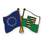 Odznak (pins) 22mm vlajka EÚ + Sasko - farebný
