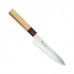 Nůž kuchyňský Sakai Aoki Hamono VG10 Zelkova Petty 150 mm - stříbrný-hnědý