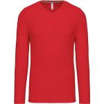 Pánské tričko Kariban dlouhý rukáv V-neck - červené