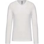 Pánské tričko Kariban dlouhý rukáv V-neck - bílé