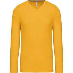 Pánske tričko Kariban dlhý rukáv V-neck - žlté